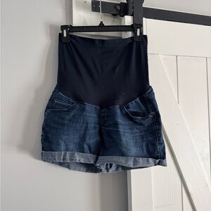 a:glow High Waist Maternity Shorts - Navy and Denim